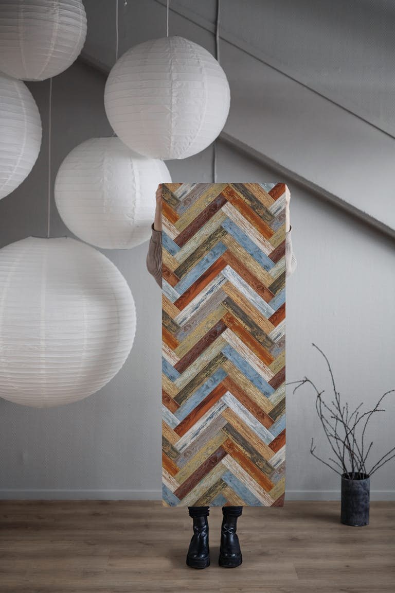 Chevron Wood Multicolor tapety roll