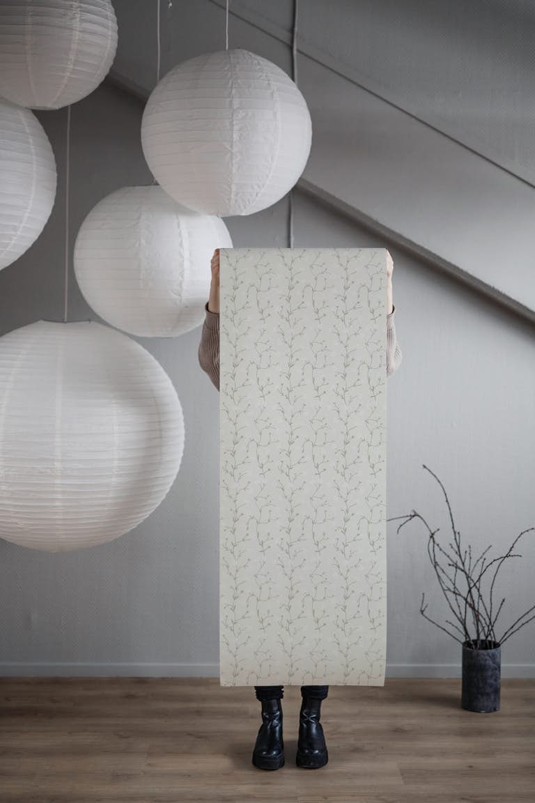 Simple flowers - linen wallpaper roll