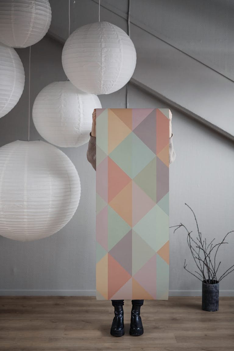 Colorful triangle pattern behang roll