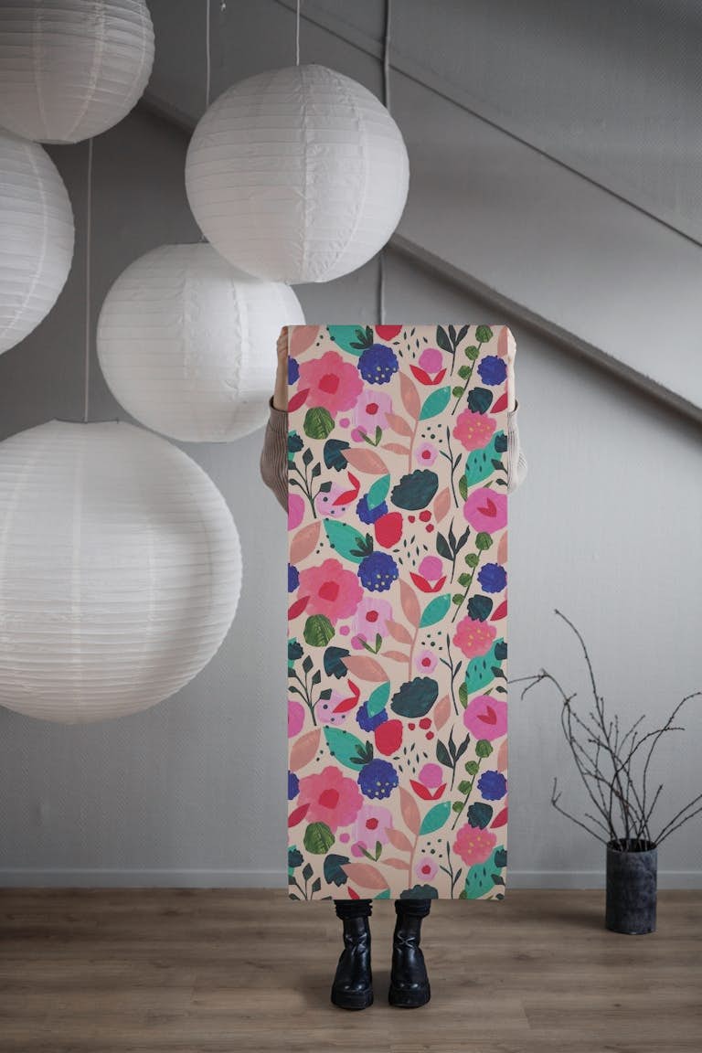 Floral Collage papel de parede roll