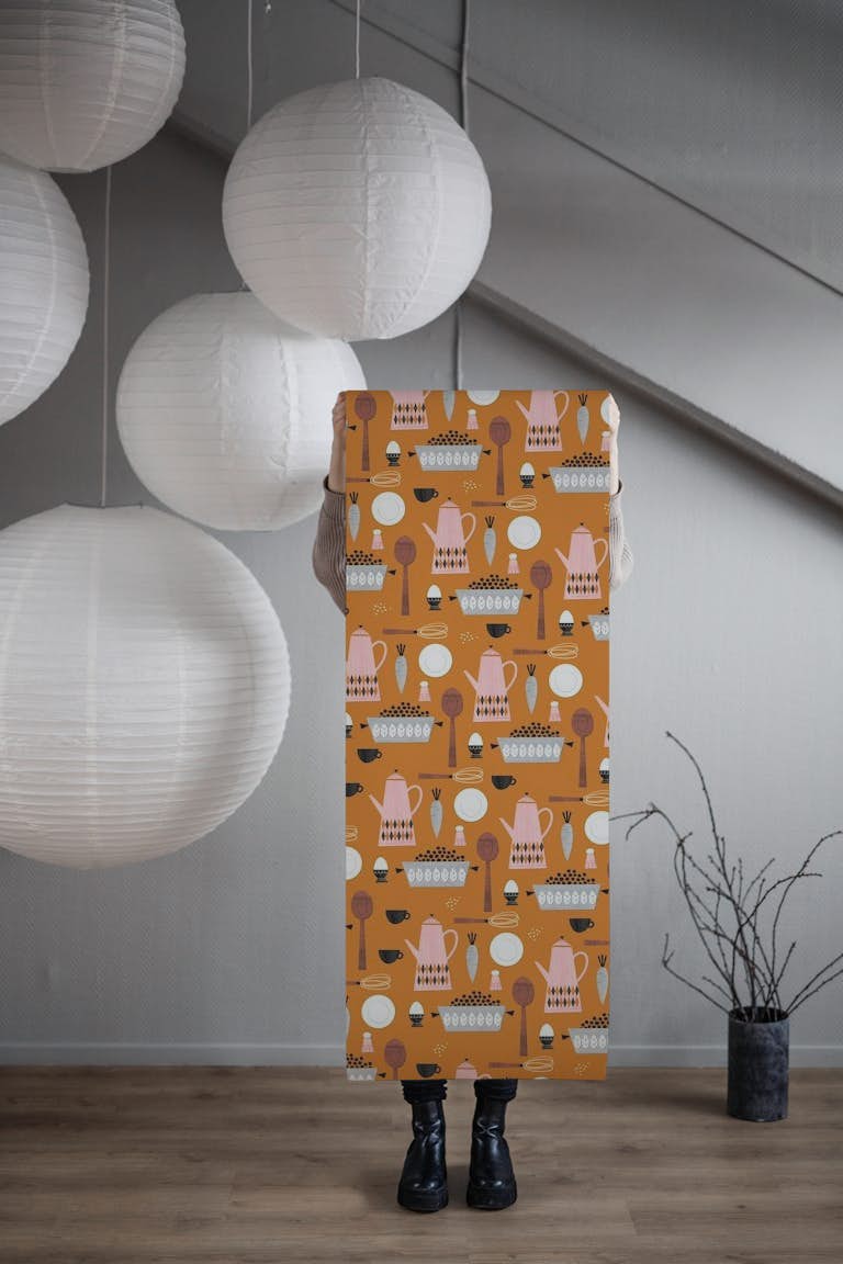 Scandinavian Kitchen pattern wallpaper roll