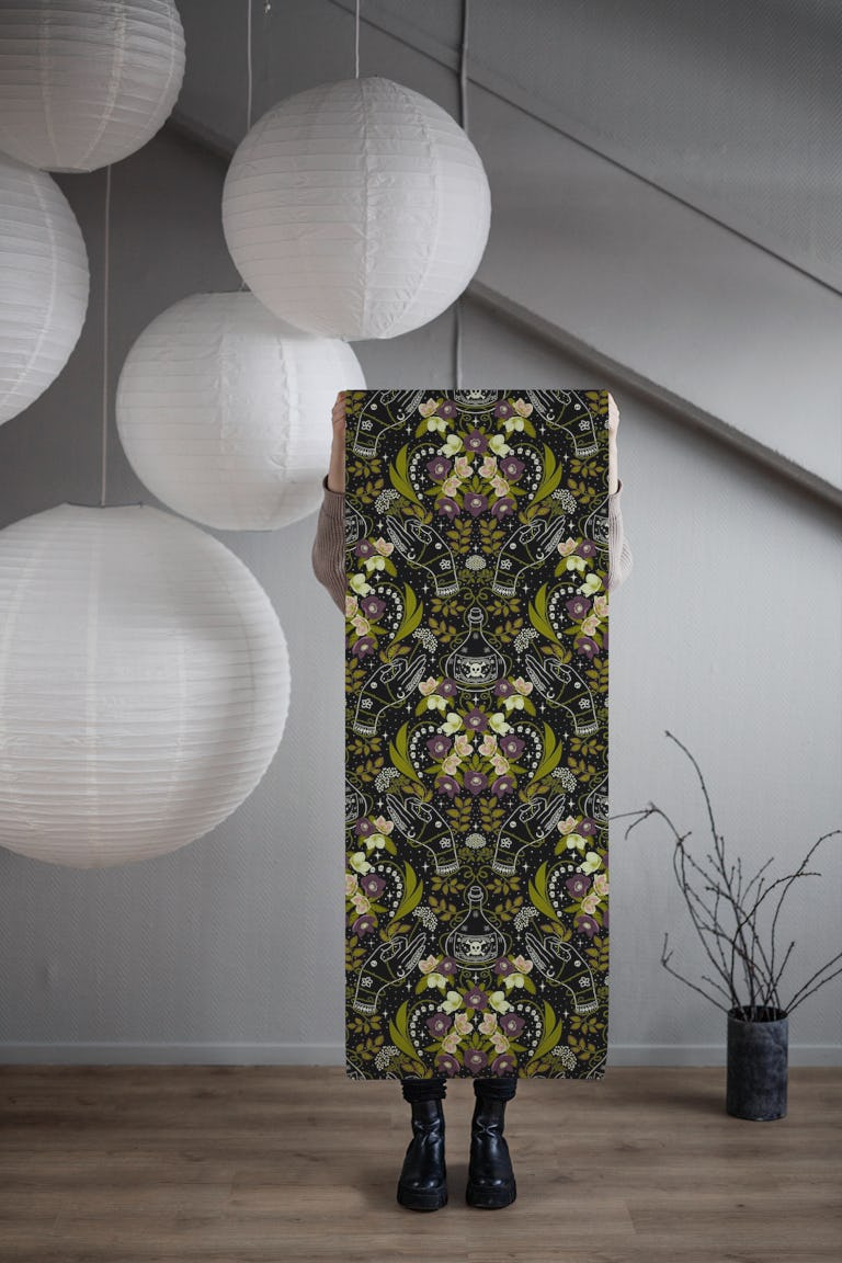 Poisonous Hell-ebore Damask wallpaper roll