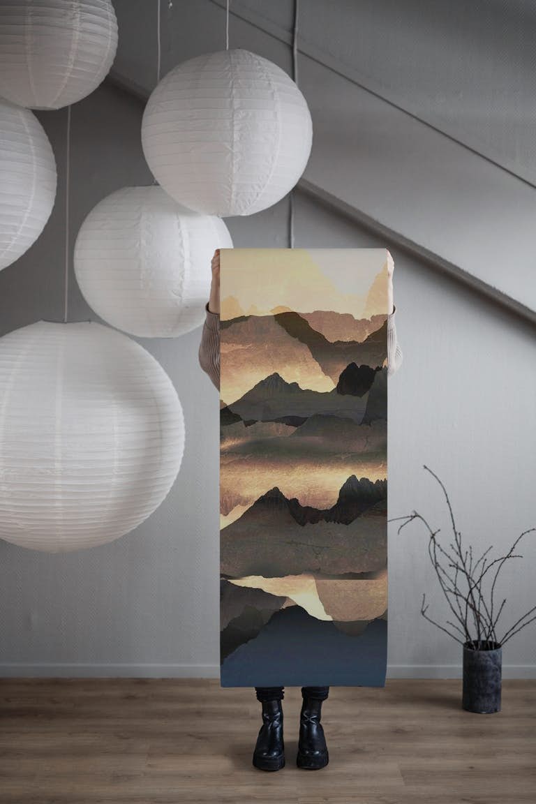 Golden mountains wallpaper roll