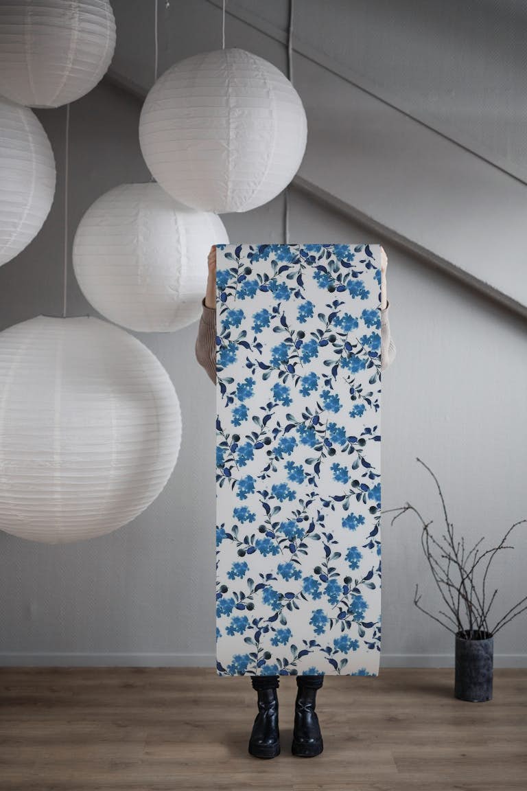 Blue Flower Pattern 2 behang roll
