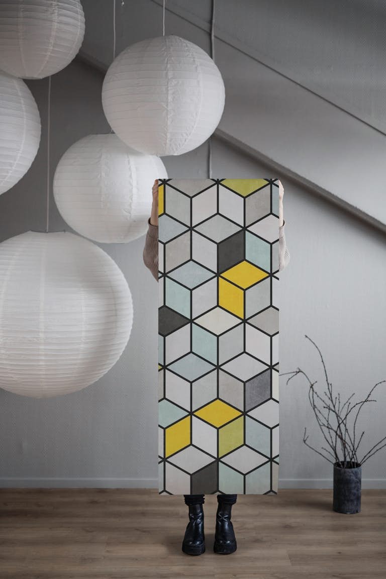 Colorful Concrete Cubes - YBG behang roll