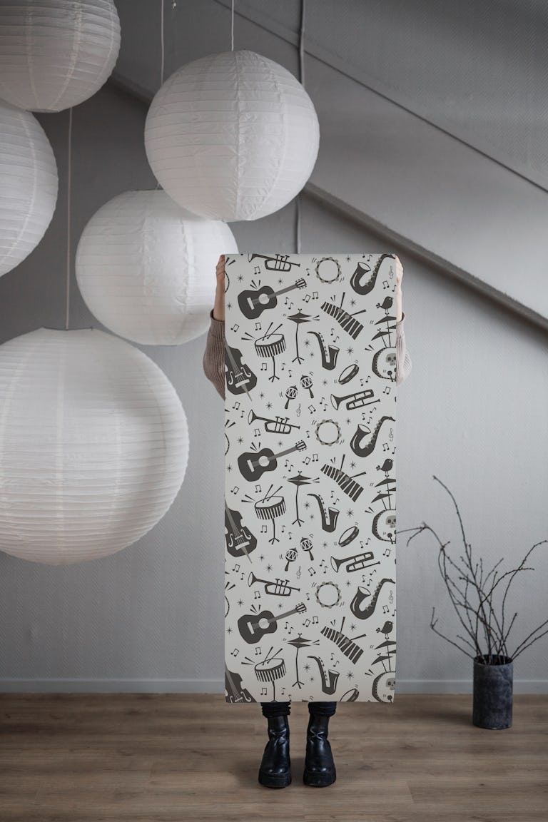 music party - black and white wallpaper roll