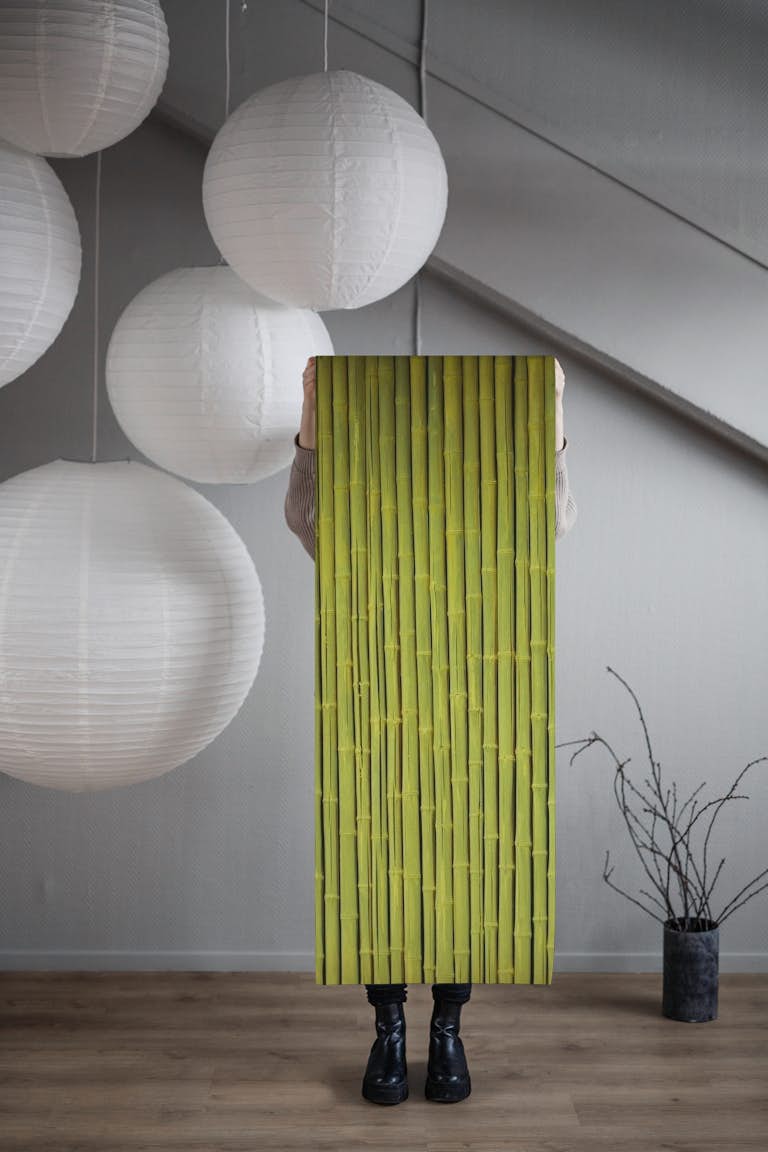 Green bamboo wallpaper roll