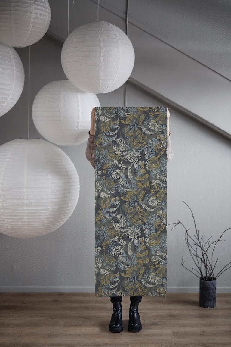 Tropicana Texture in dark woodland grey wallpaper roll