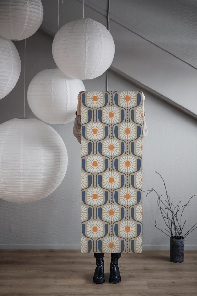 Timeless Daisy Art in Beige - S wallpaper roll