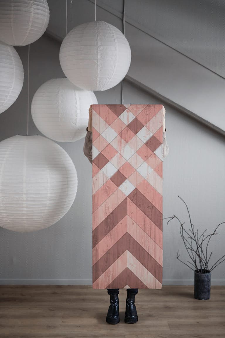Geometric Wood Texture tapety roll