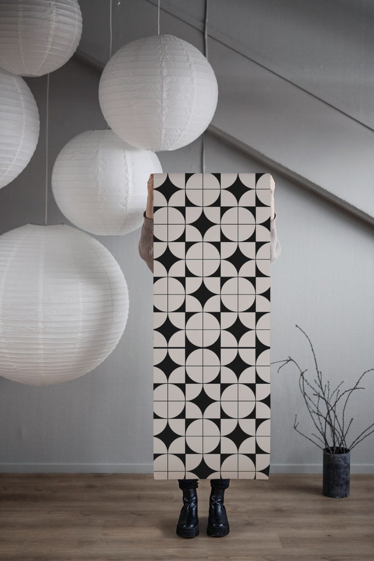 Stylish Black and Beige Art wallpaper roll