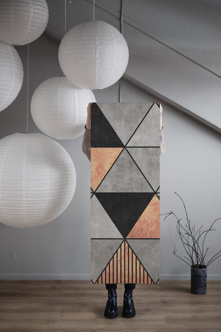 Concrete and Copper Triangles2 wallpaper roll