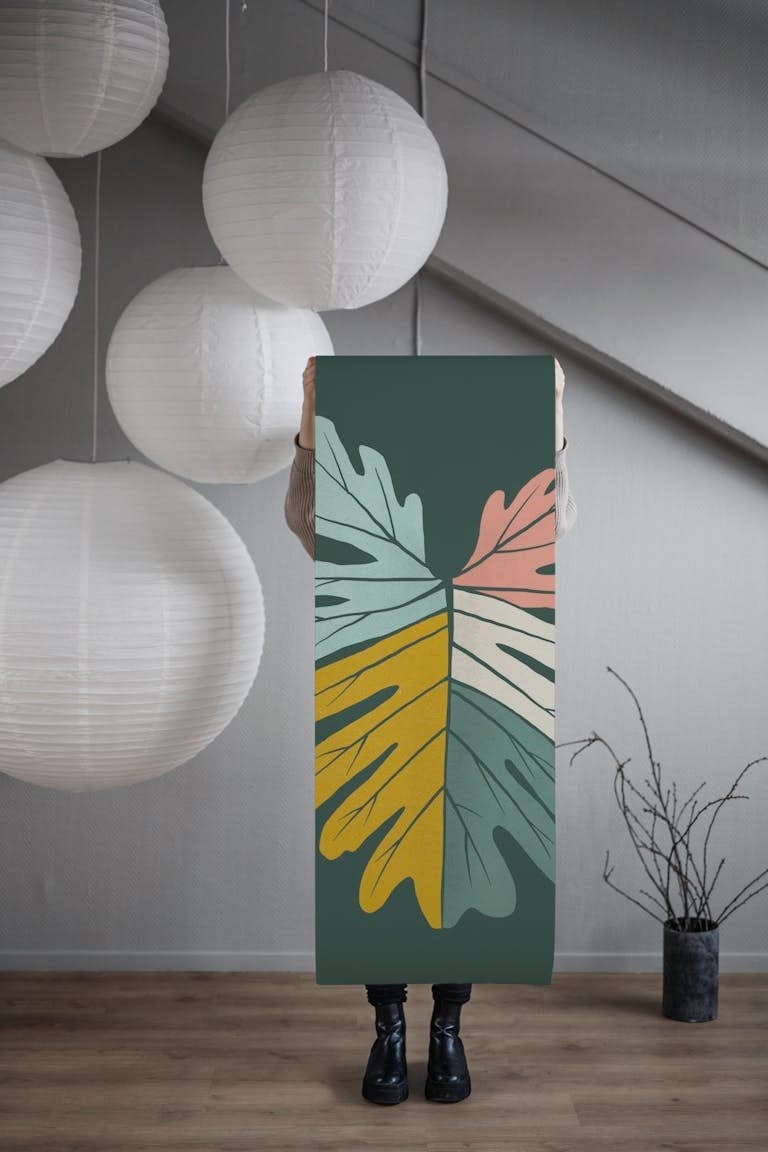 Midcentury Tropical Leaves tapet roll