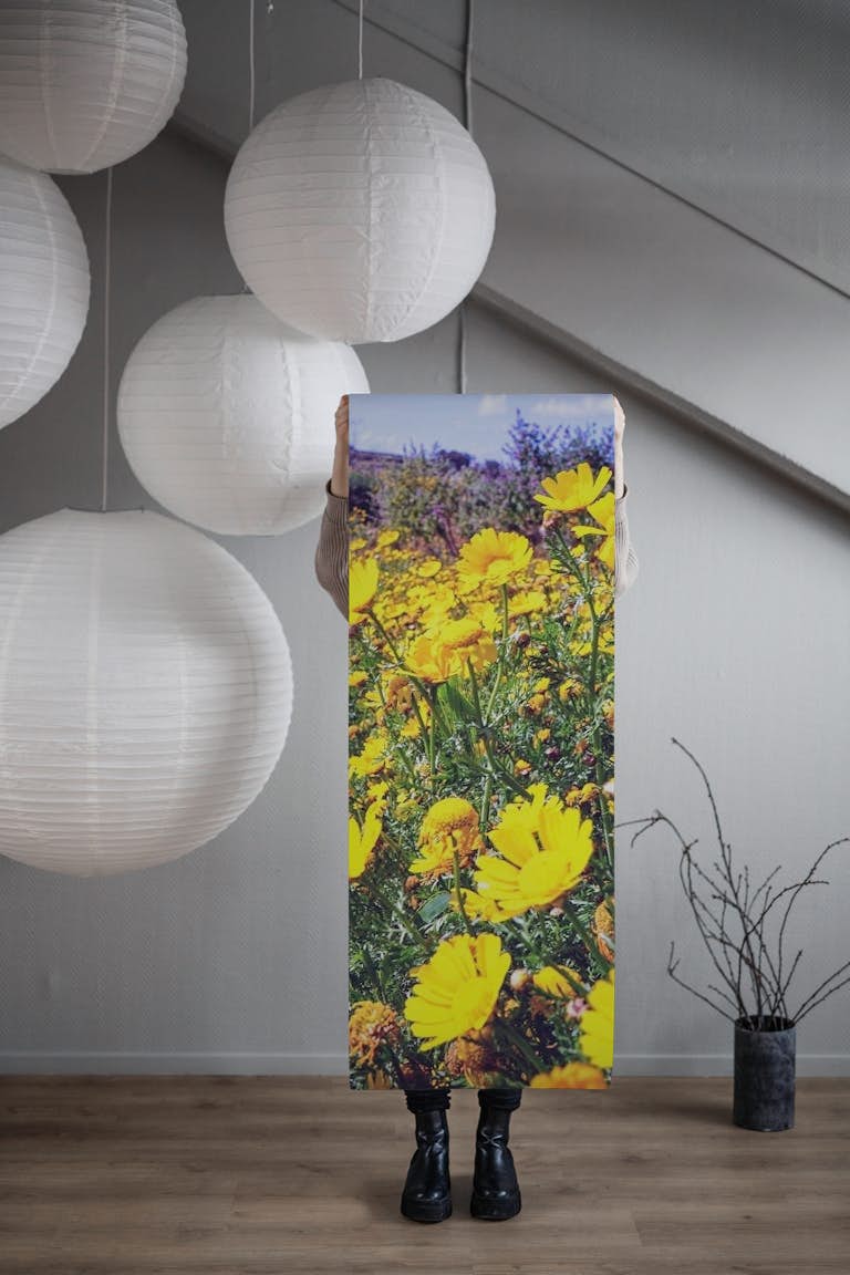Yellow Flower Fields papel pintado roll