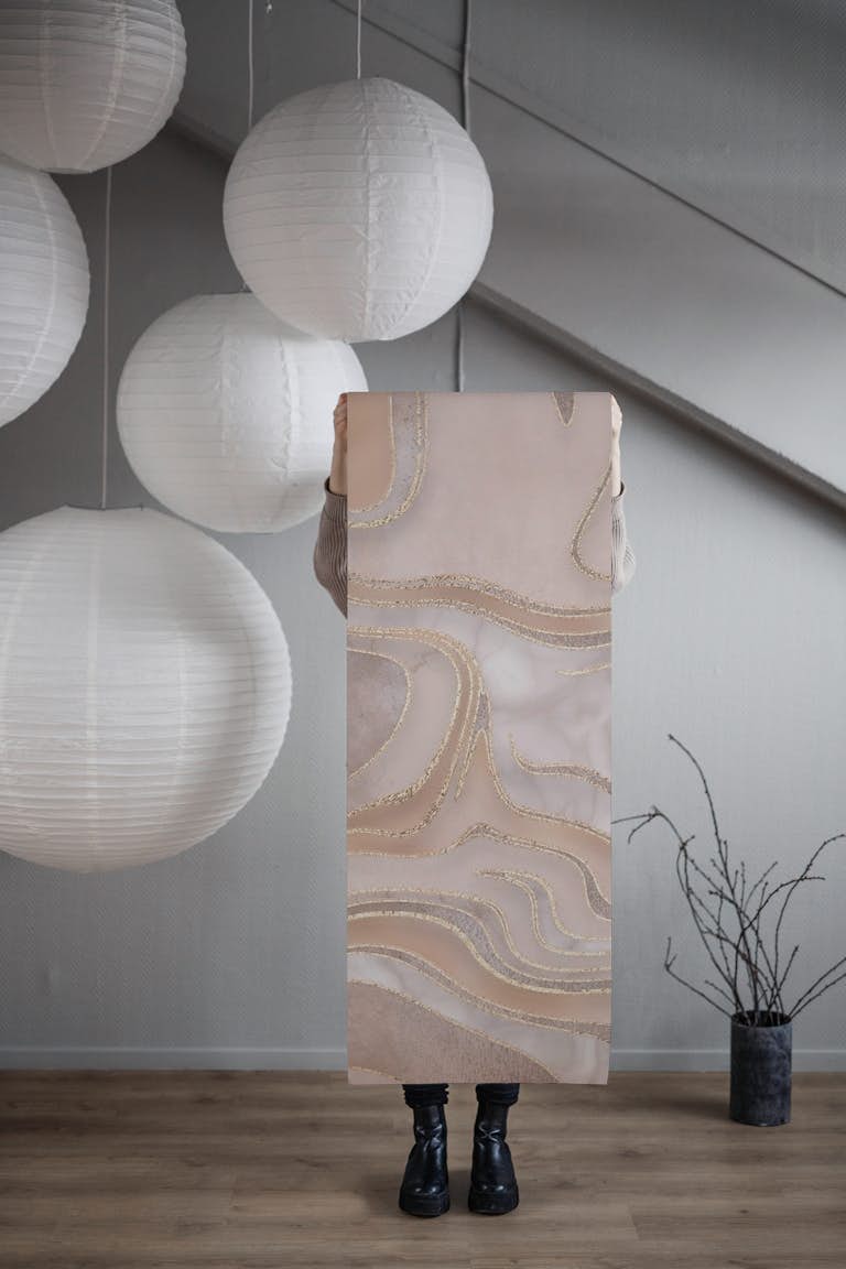 Apricot Gold Marble behang roll