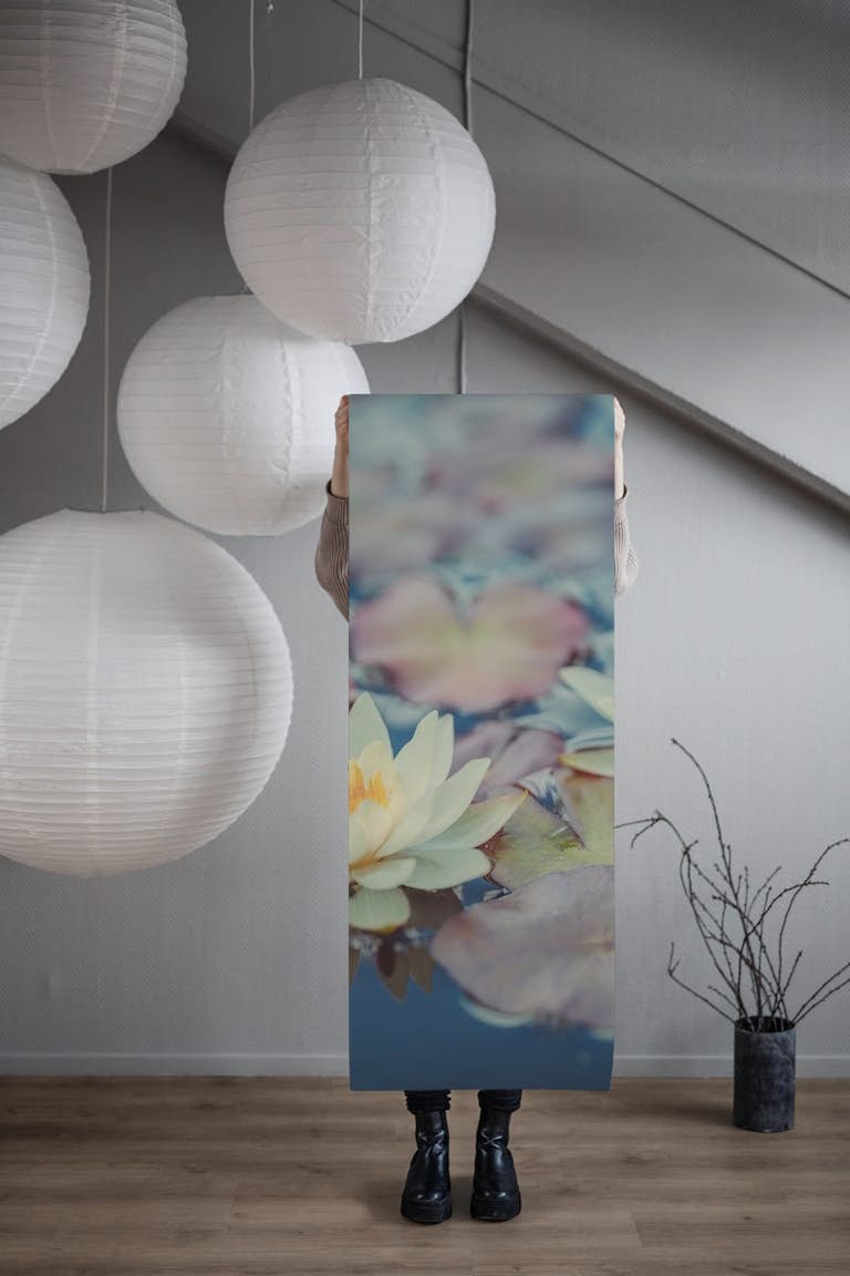 Lotus in pond wallpaper roll