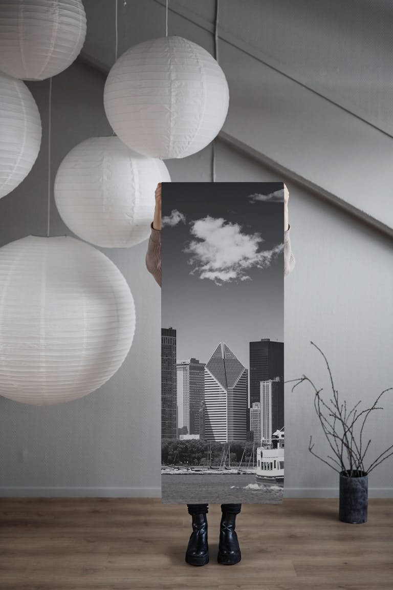 CHICAGO Skyline Monochrome papel pintado roll
