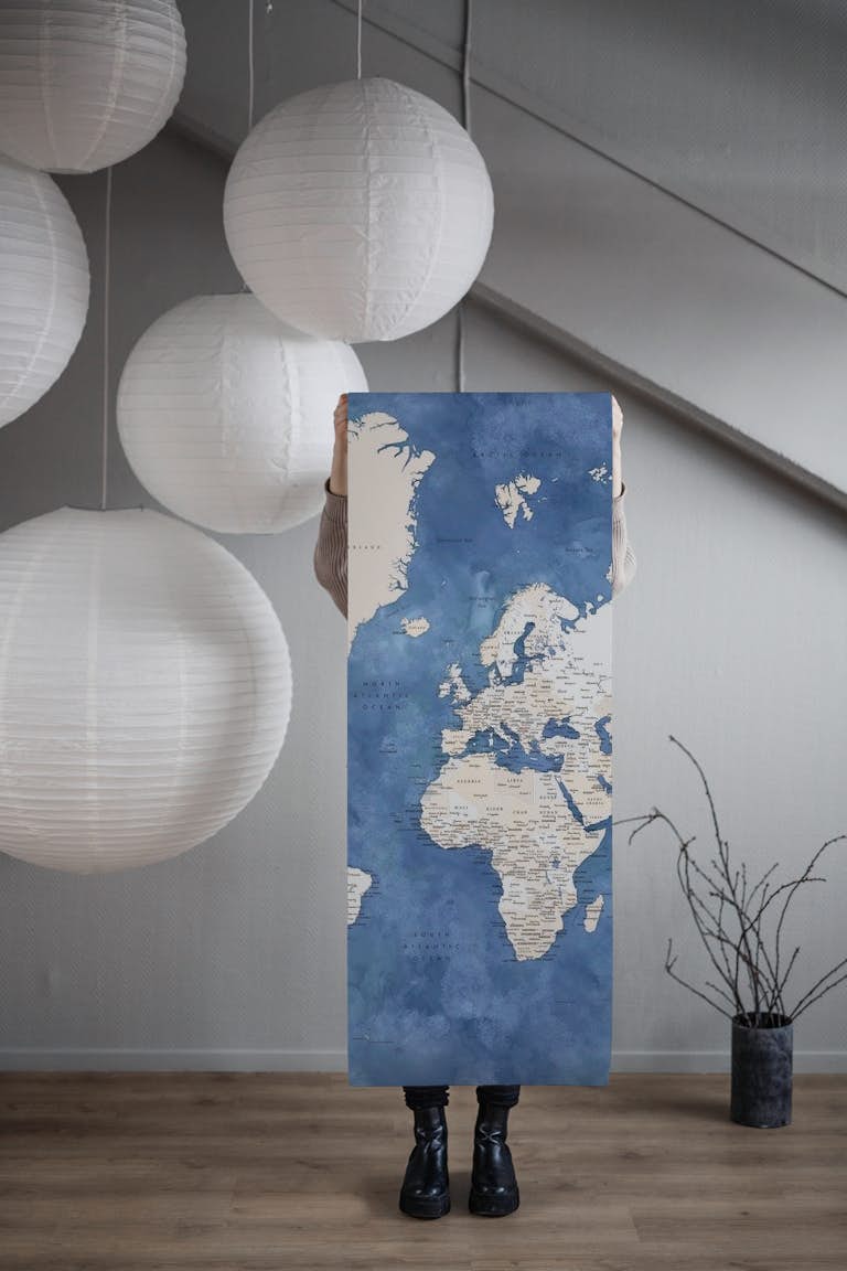 Detailed world map Sabeen tapet roll