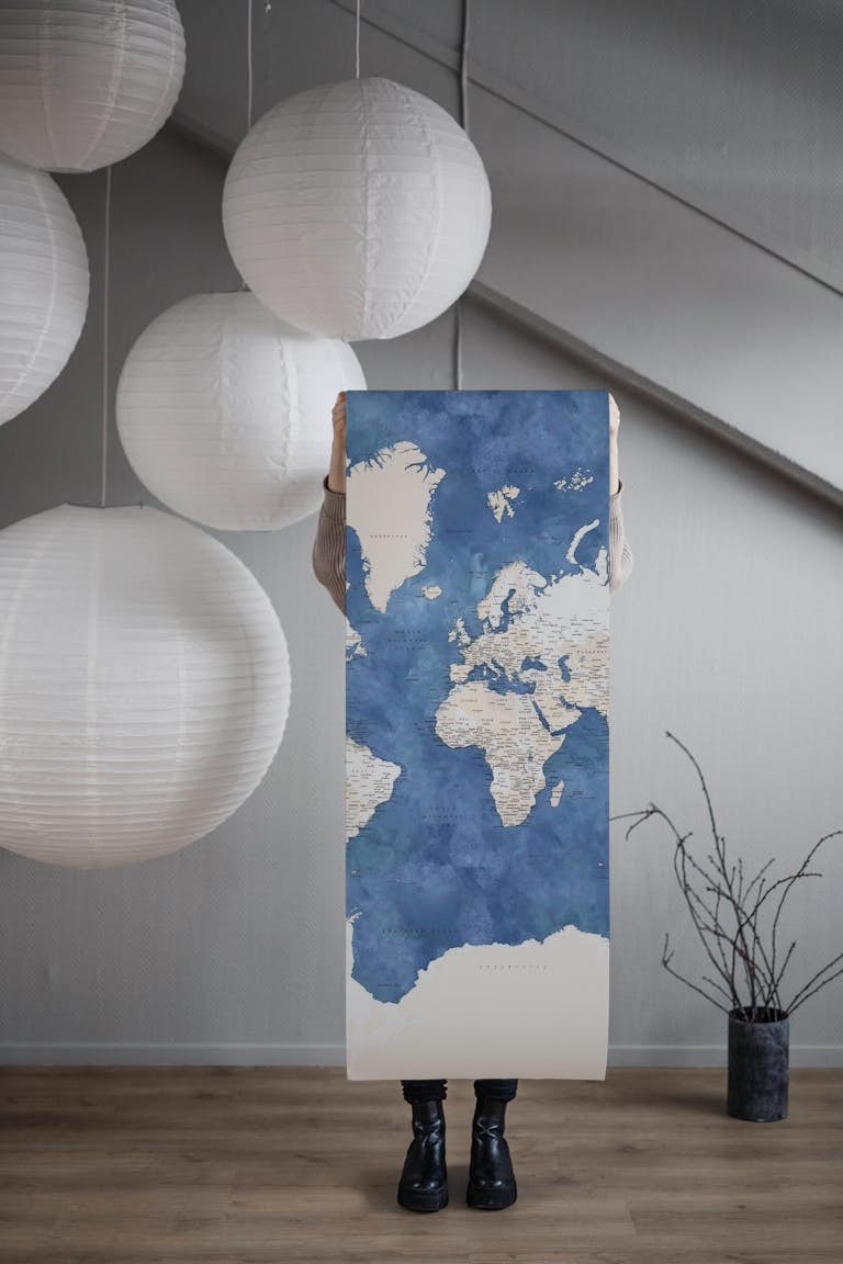 World map Antarctica Sabeen papel de parede roll