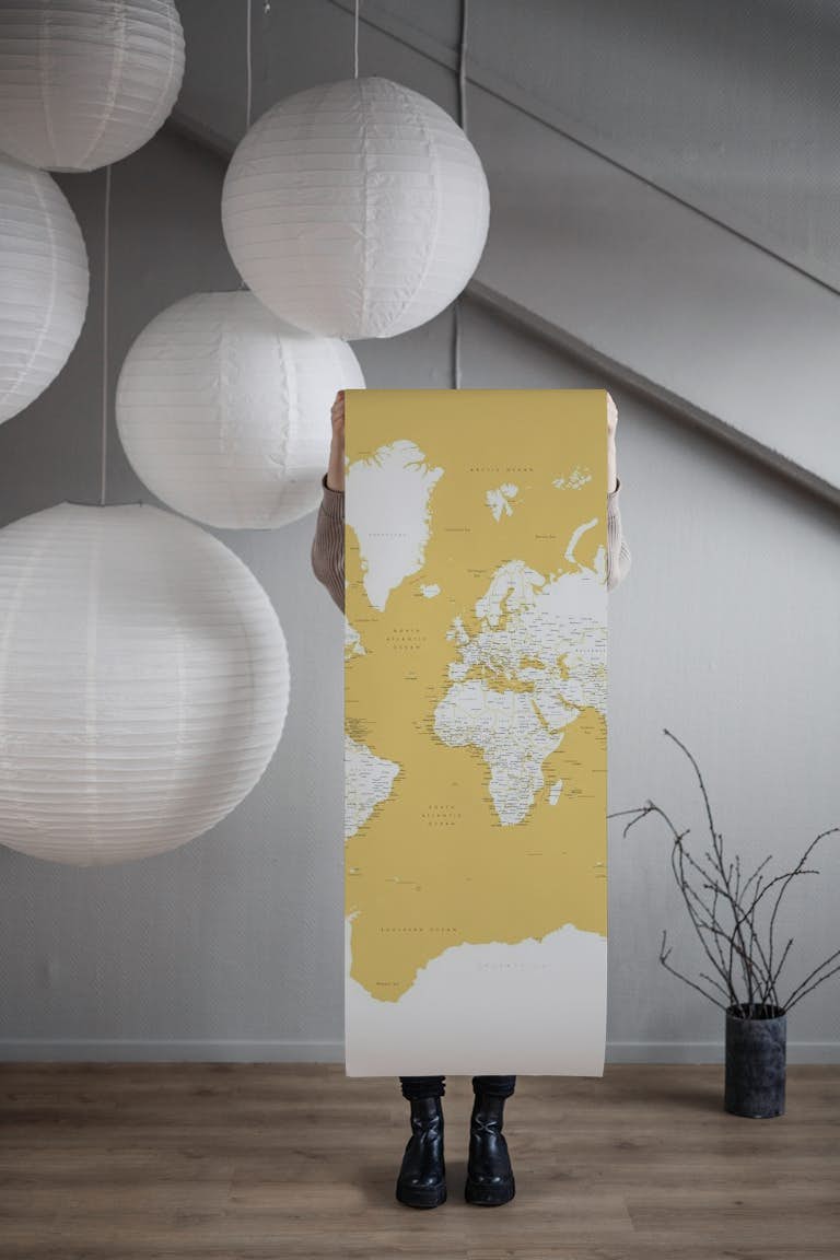 World map Andrew Antarctica wallpaper roll