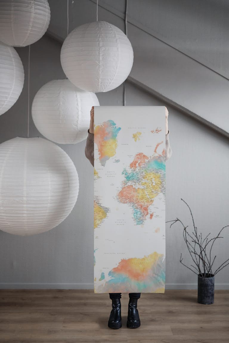 World map Fifi Antarctica papel pintado roll