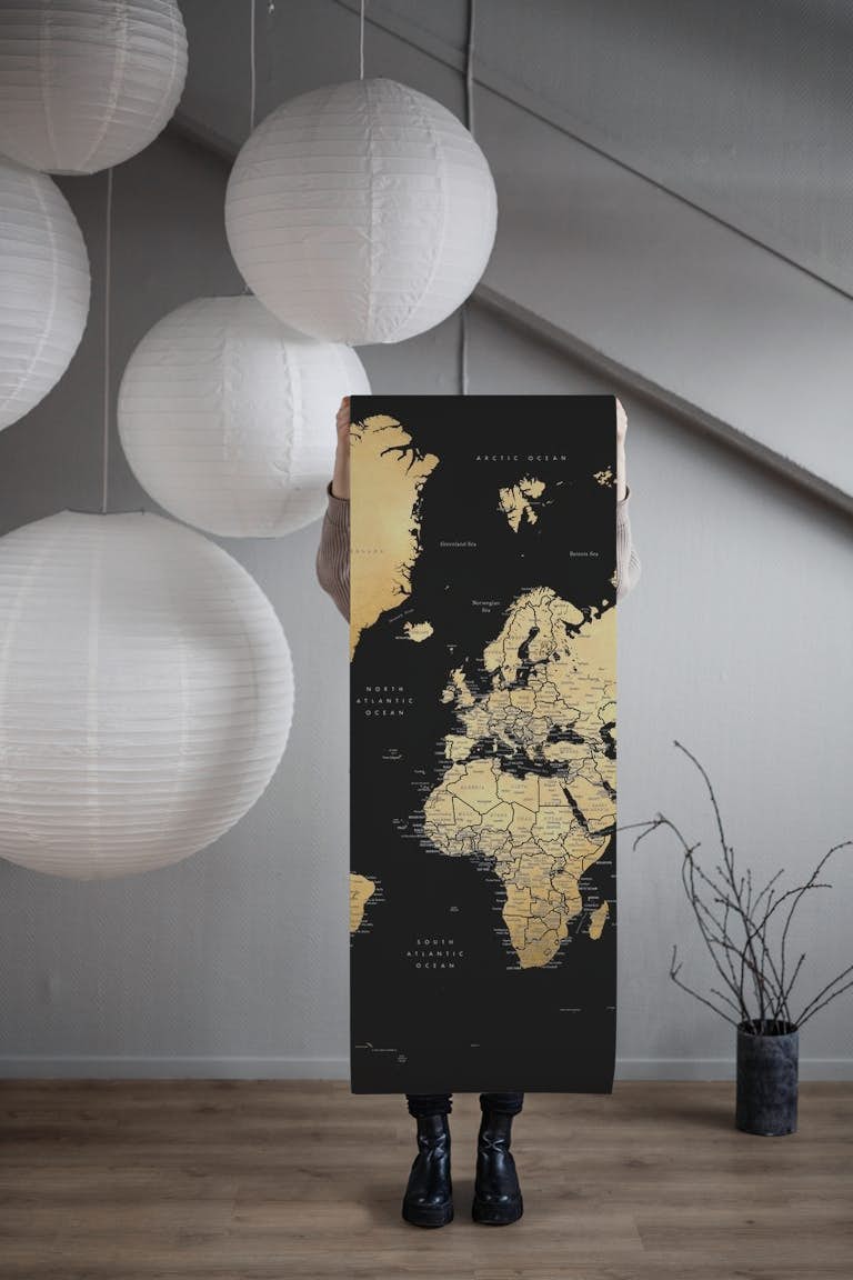 Detailed world map Eleni tapetit roll