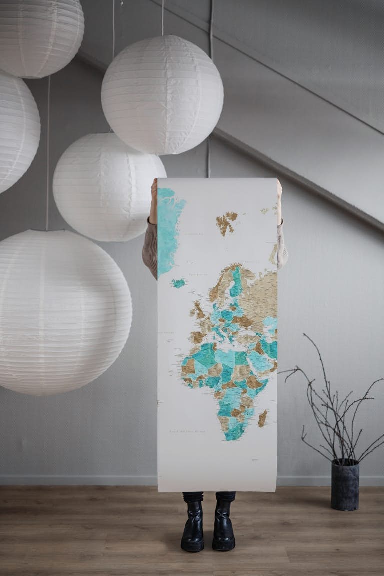High detail world map Kian papel pintado roll