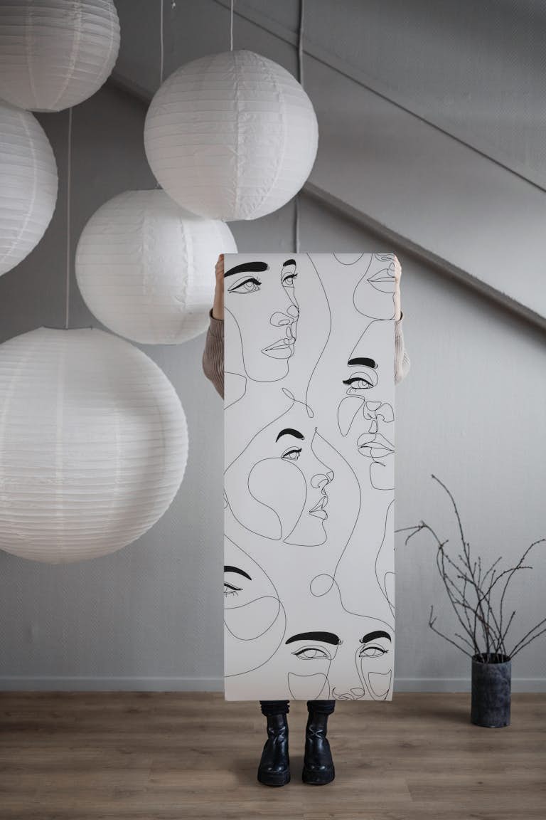 Line Art Faces wallpaper roll