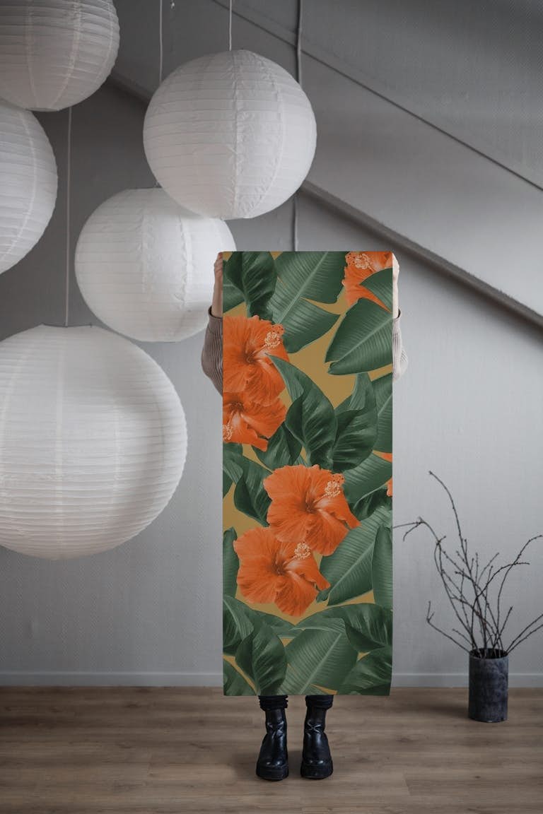 Hibiscus Jungle Leaves Dream 3 wallpaper roll