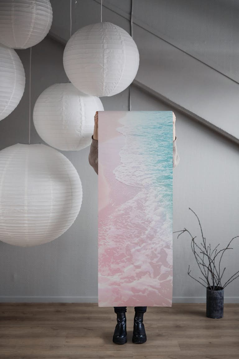 Blush Pink Turquoise Ocean 1a papel de parede roll