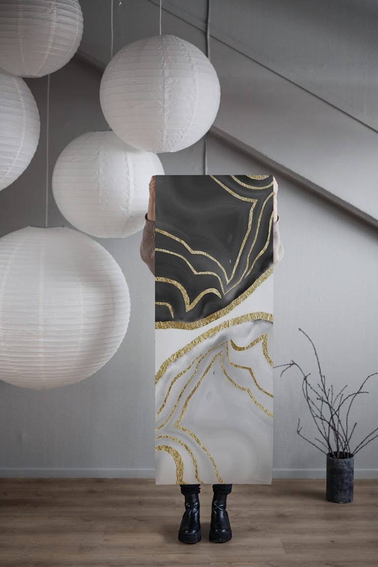 Yin Yang Agate Gold Glam 3 wallpaper roll