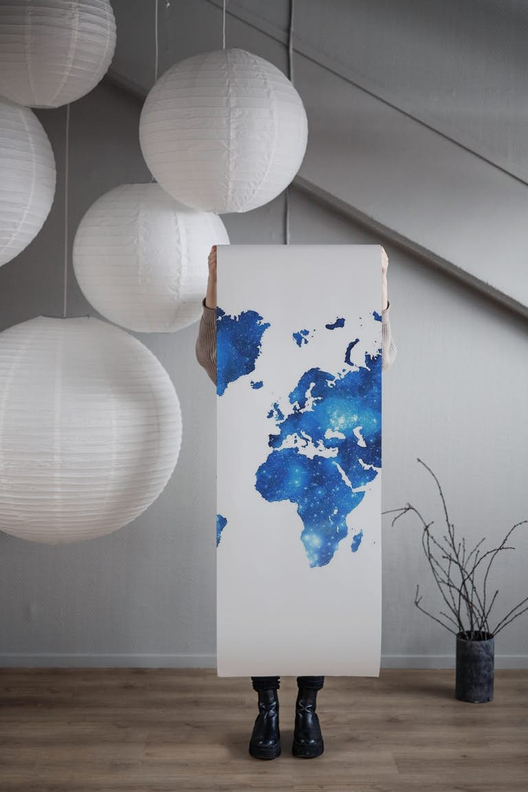 World Map Dark Blue wallpaper roll