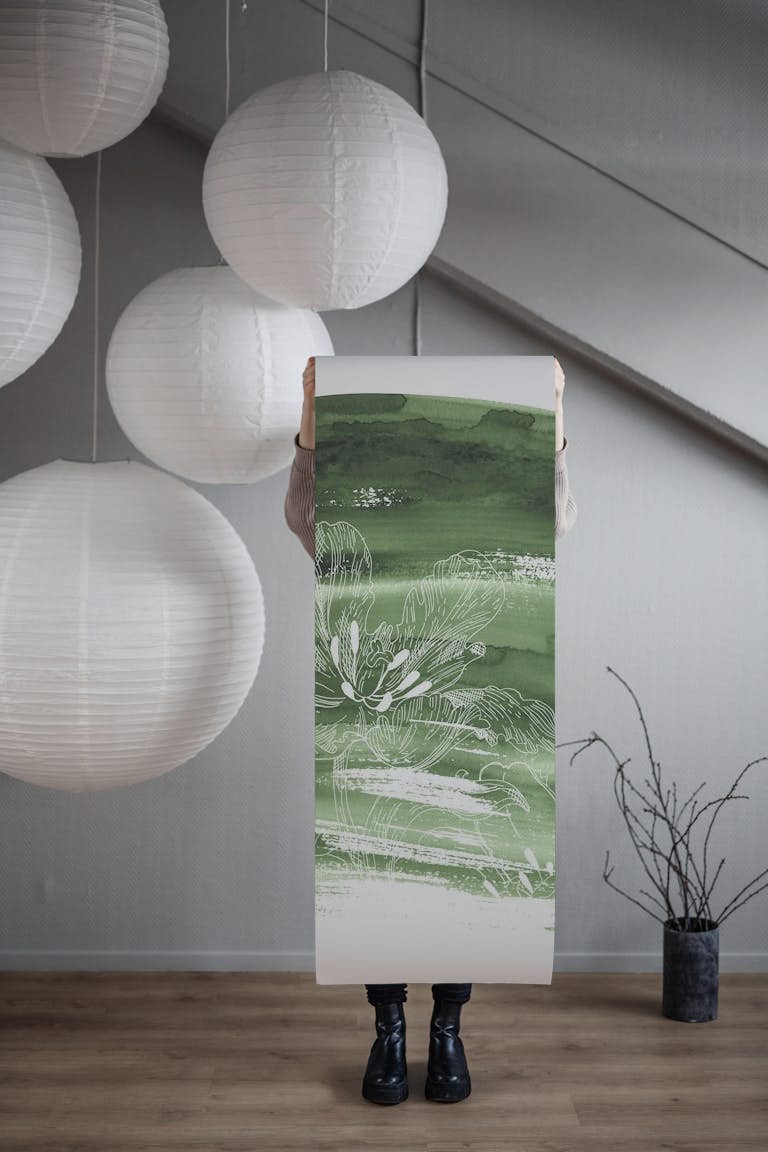 Batik Green wallpaper roll