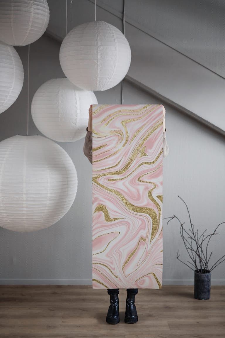 Blush Pink Gold Marble 1 tapet roll