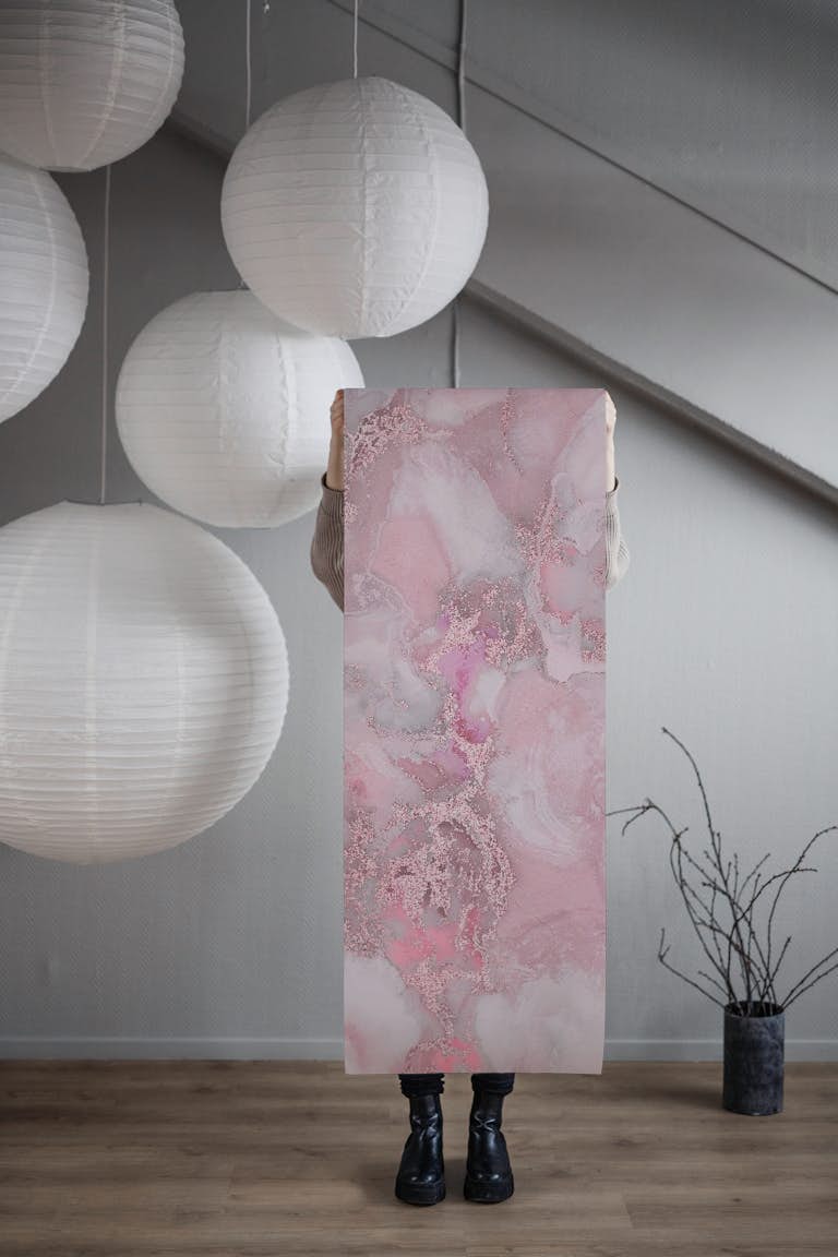 Alcohol Ink Pastel Pink Marble tapeta roll