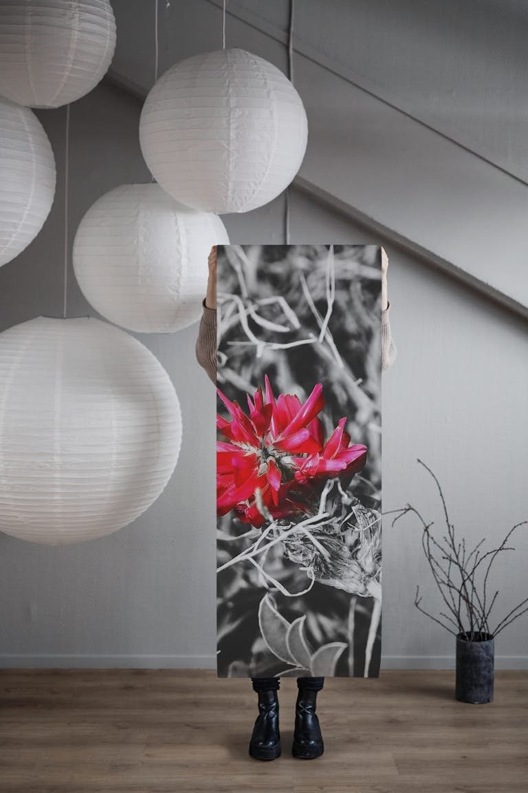 One Red Wild Flower wallpaper roll