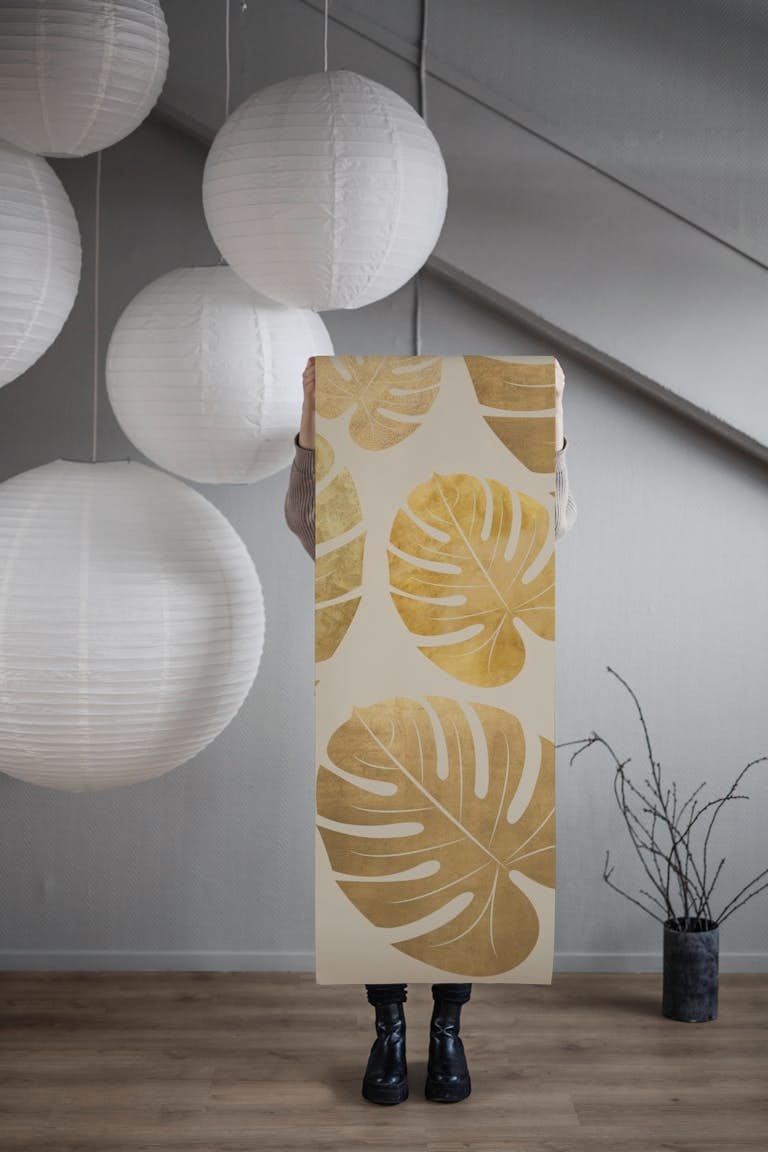 Golden Palm Leaves Glamour papel pintado roll
