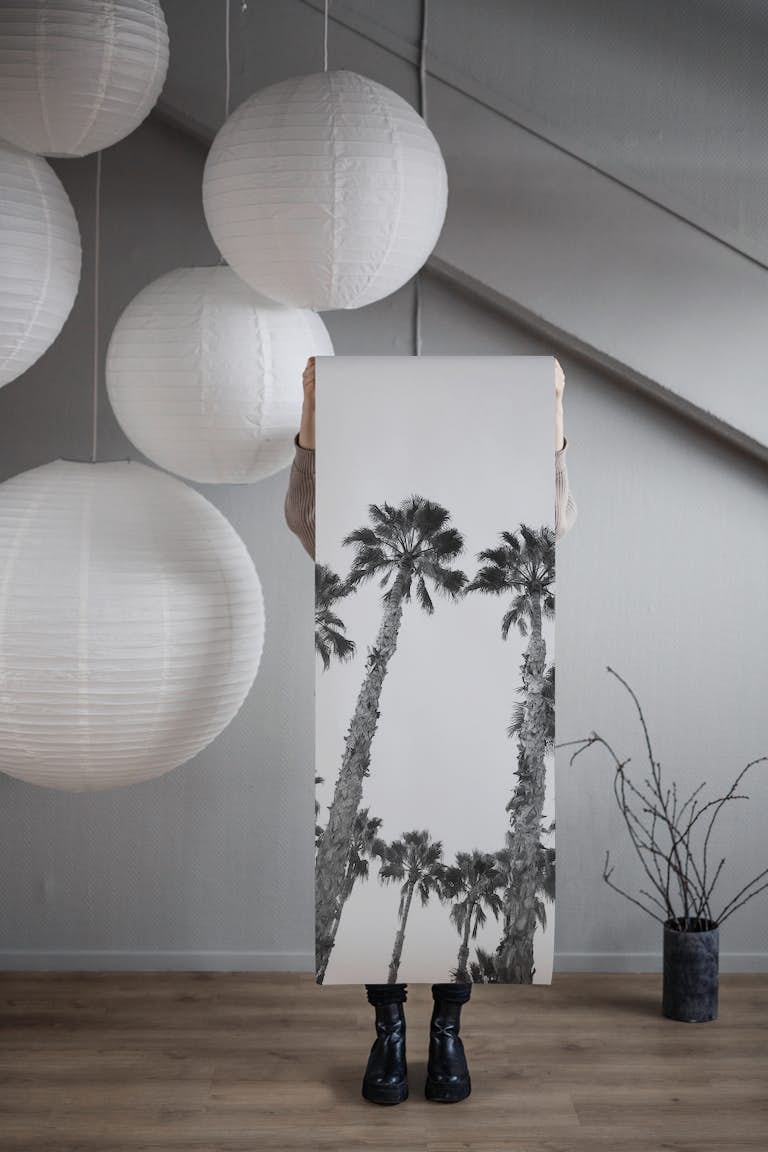 Palm Trees Black White Vibes 3 wallpaper roll