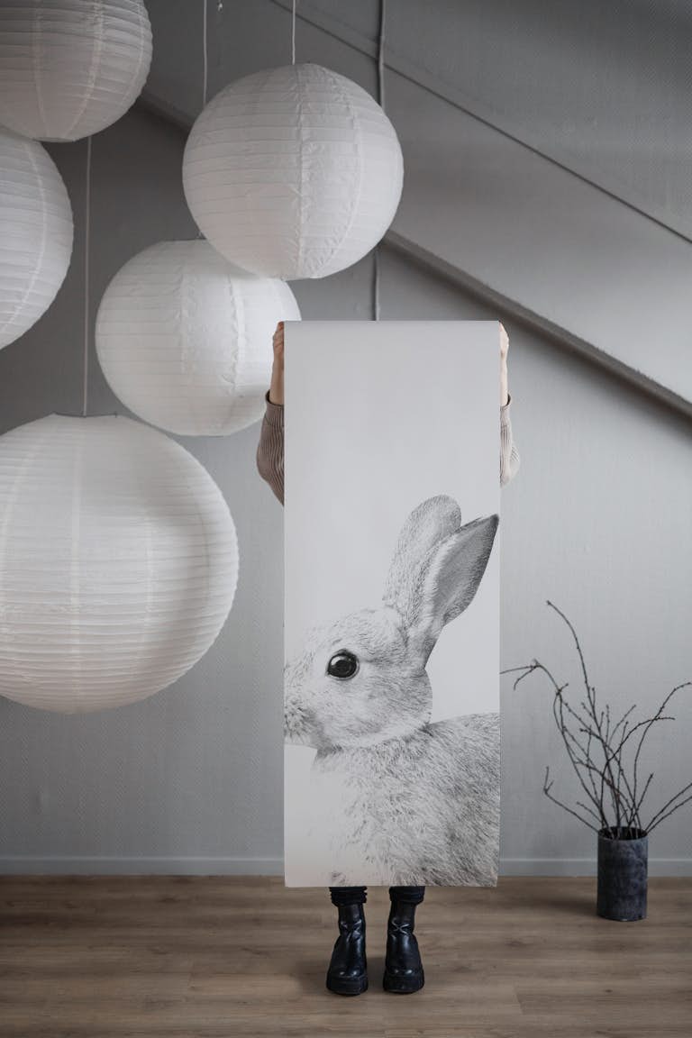 White Baby Bunny 1 papel de parede roll