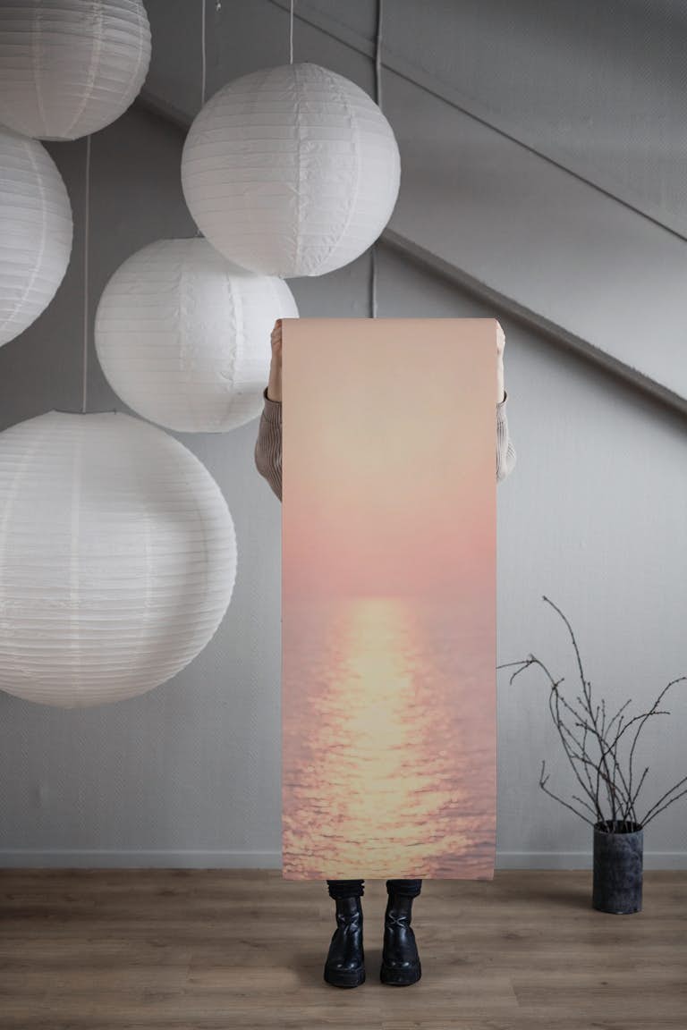 Sunset Ocean with Gold Pink Waters papel pintado roll