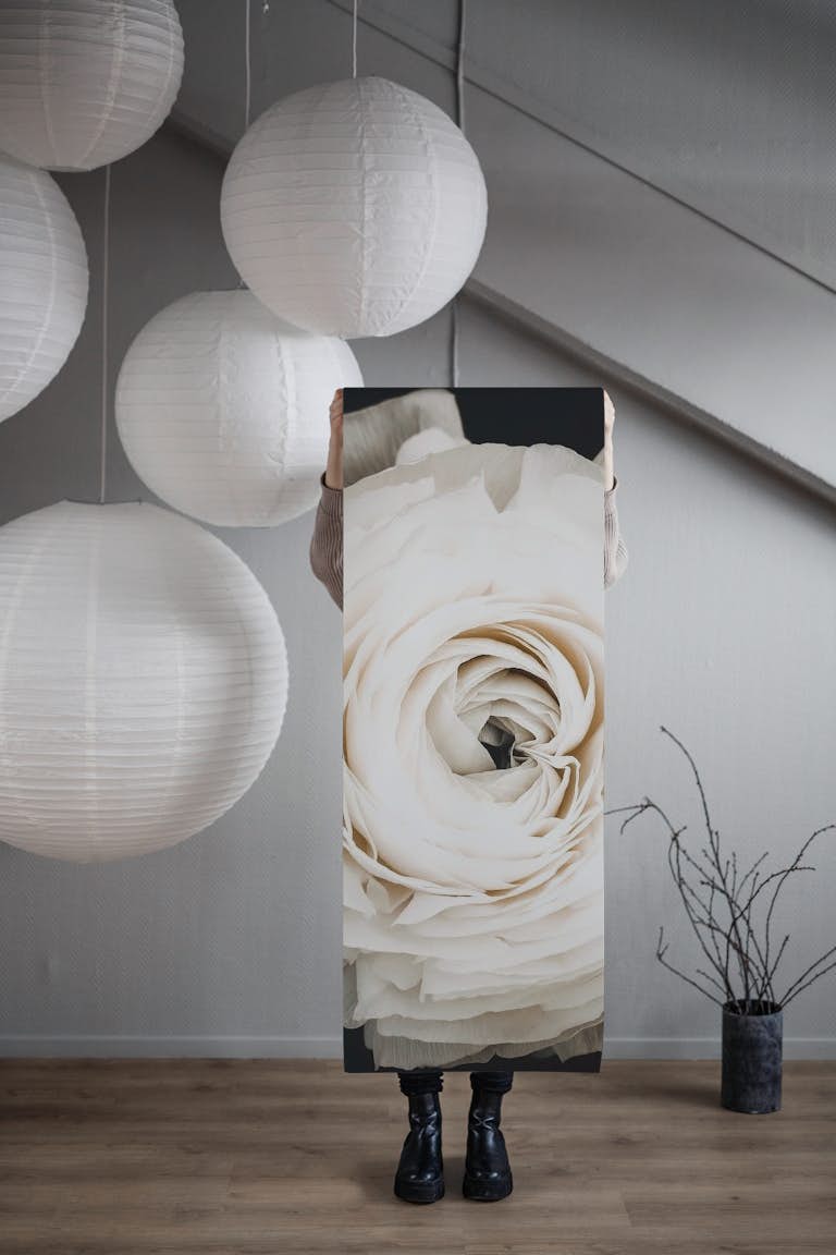 Flower White Ranunculus wallpaper roll