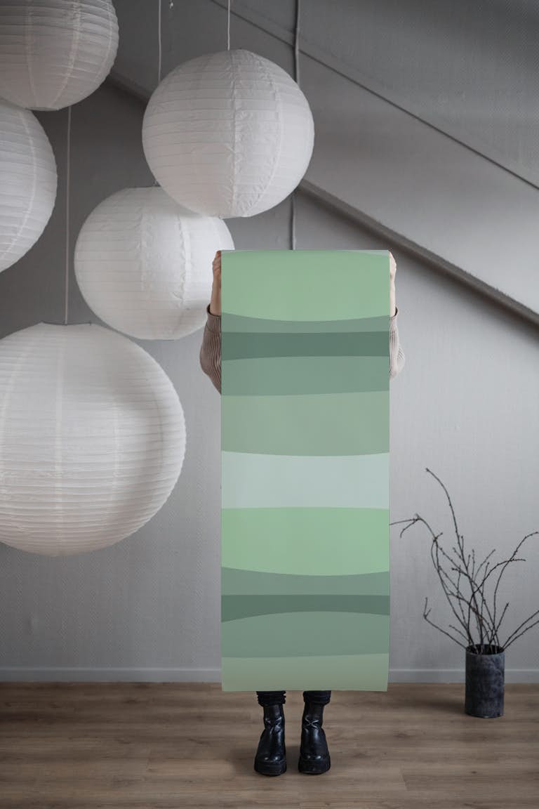Pebble Shapes Sage Mint Green wallpaper roll