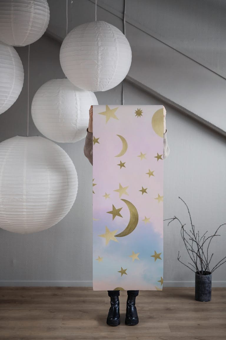 Pastel Starry Sky Moon Dream 1 wallpaper roll