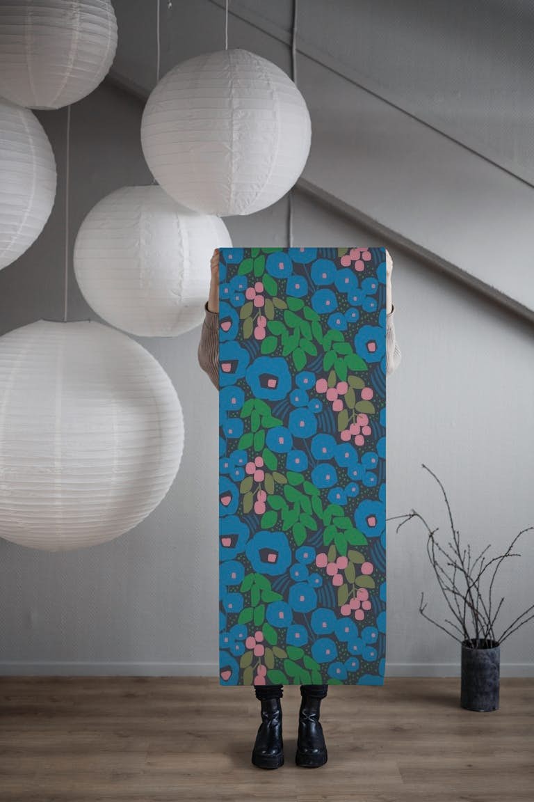 Love a Blue Flower wallpaper roll