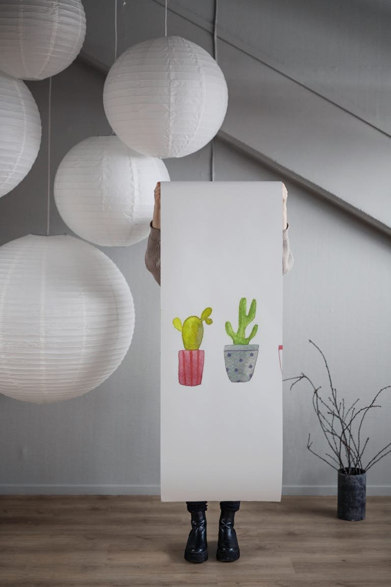 Macetas de cactus papiers peint roll