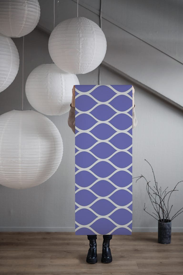 Ogee Very Peri Purple White wallpaper roll