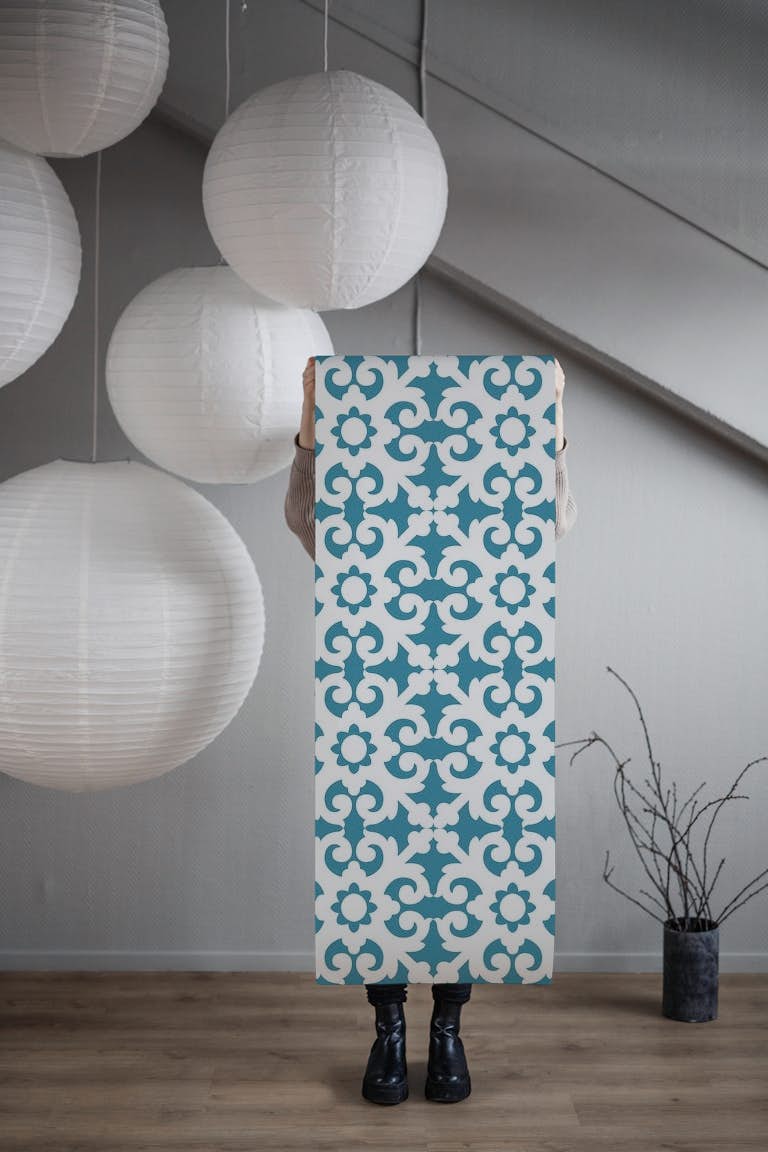 Teal Mexican Wall Ornament tapety roll