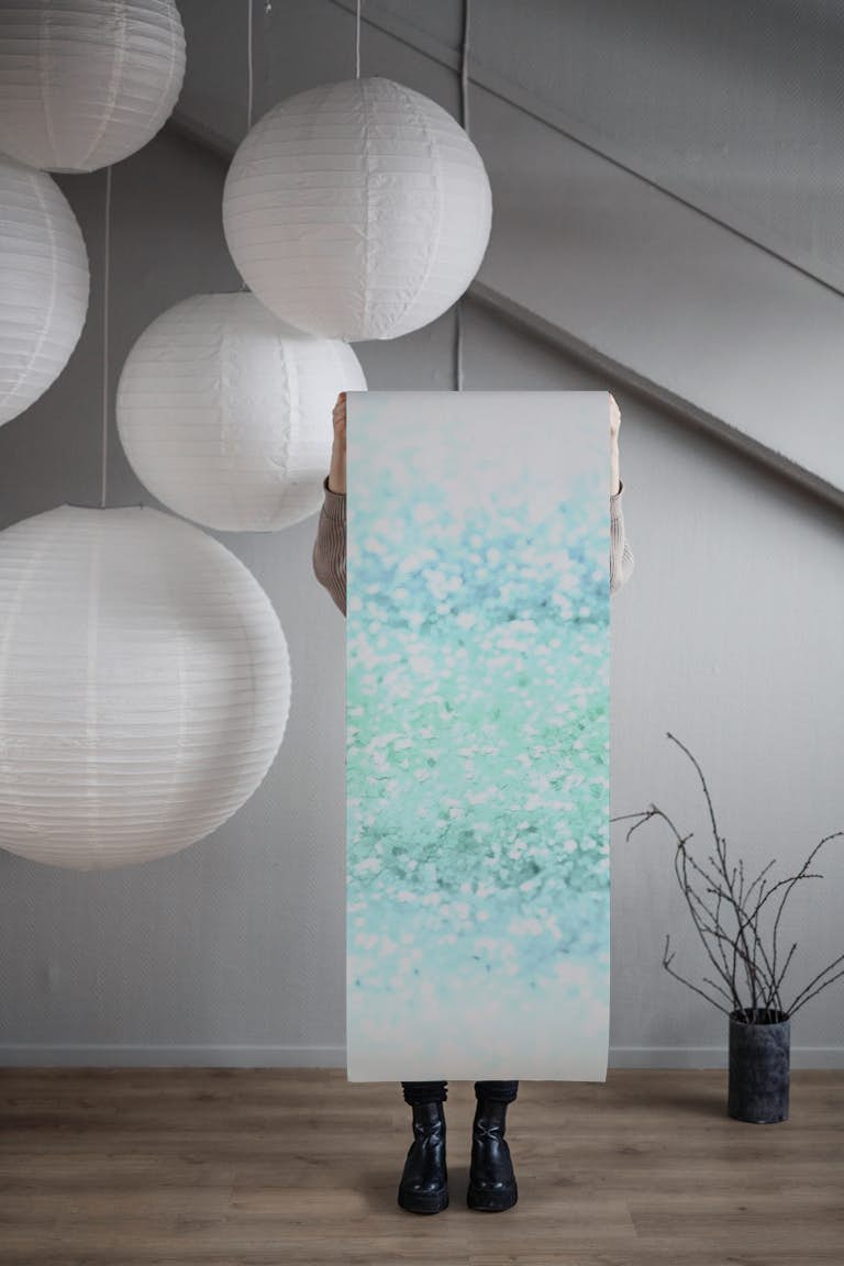 Aqua Seafoam Ocean Glitter 1 wallpaper roll