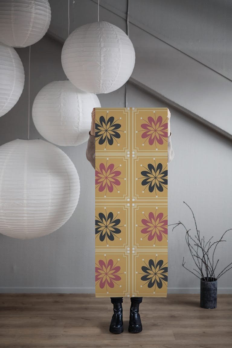 Ancient Oriental Floral Art wallpaper roll