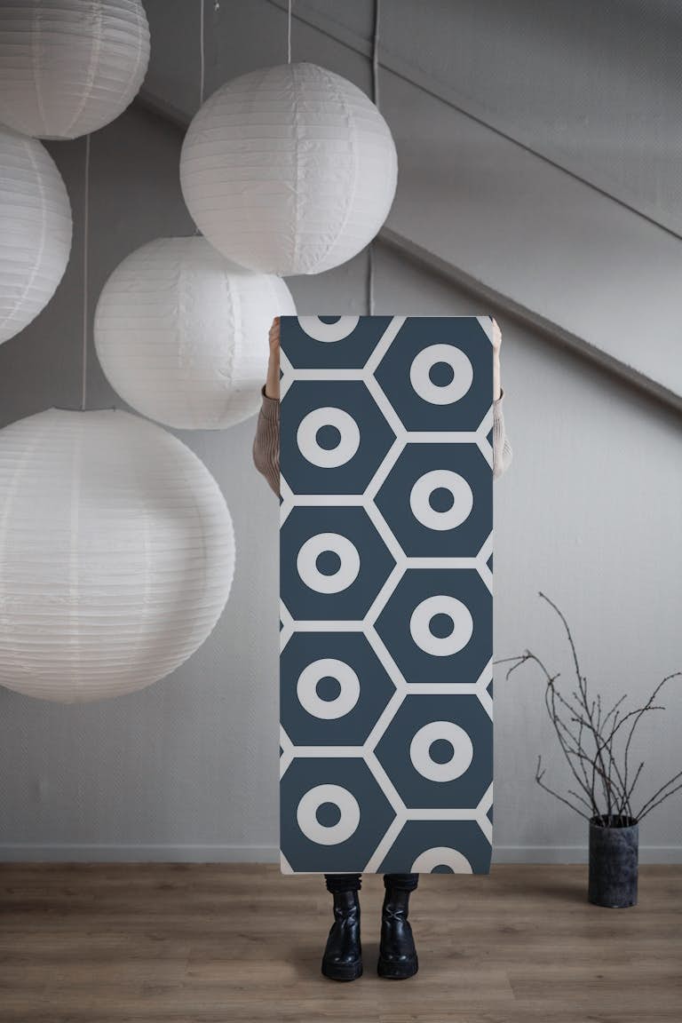 Black and white hexagons behang roll